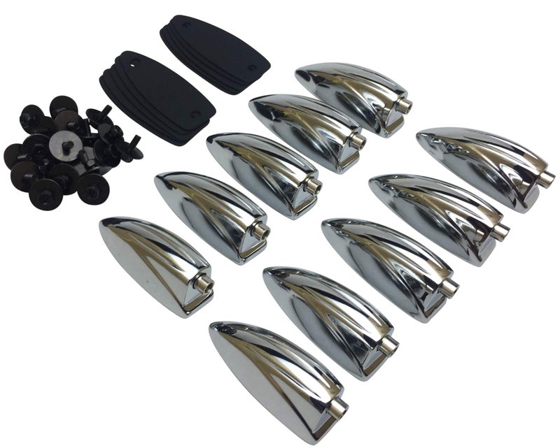 ROSS Drumheads لوجات طبل سنير وتوم أحادية النهاية من ريوس - عبوة 10 كروم مع حشوات وبراغي تثبيت - Image 2